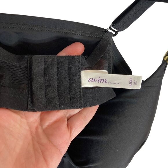 Cacique Swim Balconette Bathing Top Black 42DD Full Bra Adjustable Tankini - Picture 5 of 8